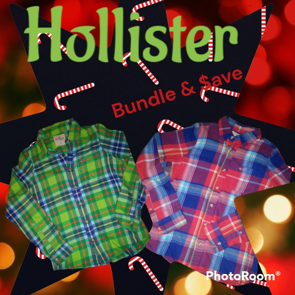 💚Hollister💙Green Flannel💚 - Picture 6 of 6